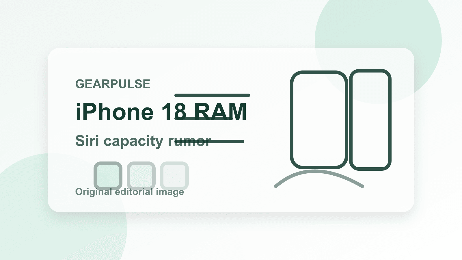 Generated editorial card with memory-chip blocks, a phone outline, and Siri signal arcs.
