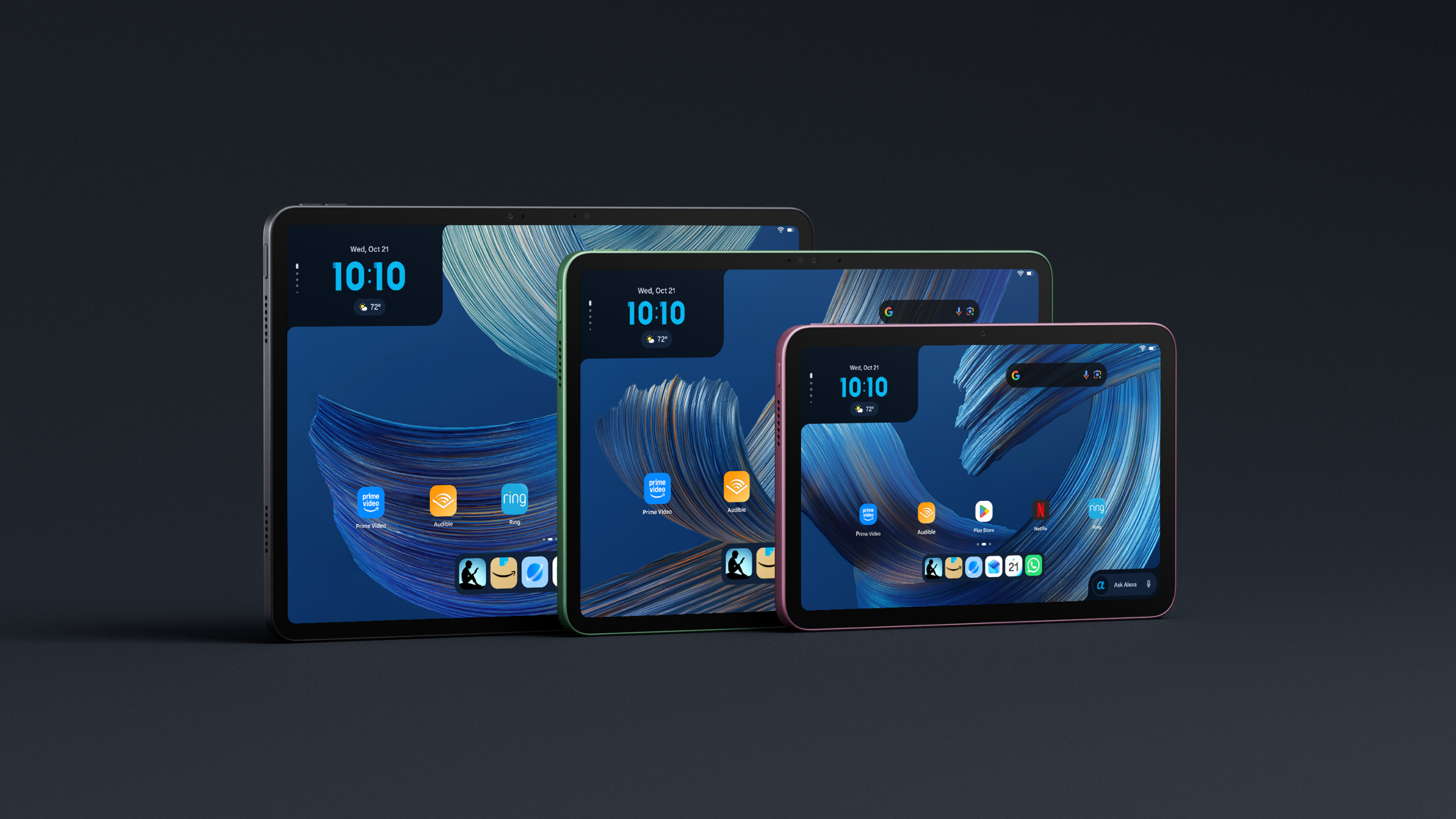 Official Amazon image showing the Alexa Tablet 12 Pro, Tablet 11 and Tablet 8.