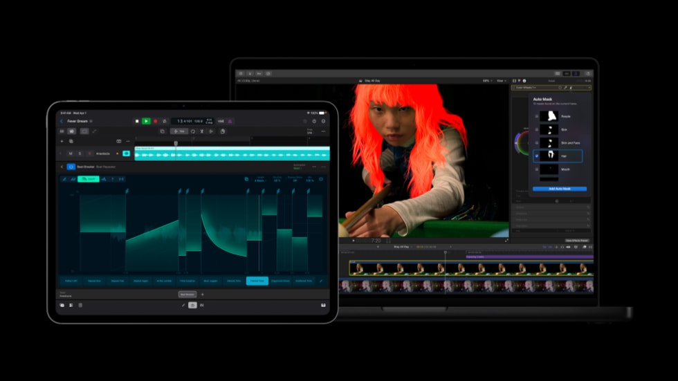 Apple Creator Studio update shown across an iPad Pro and MacBook Pro.