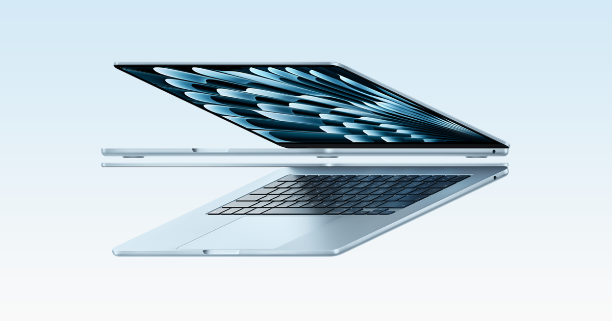 Apple MacBook Air models shown on a clean official product background.