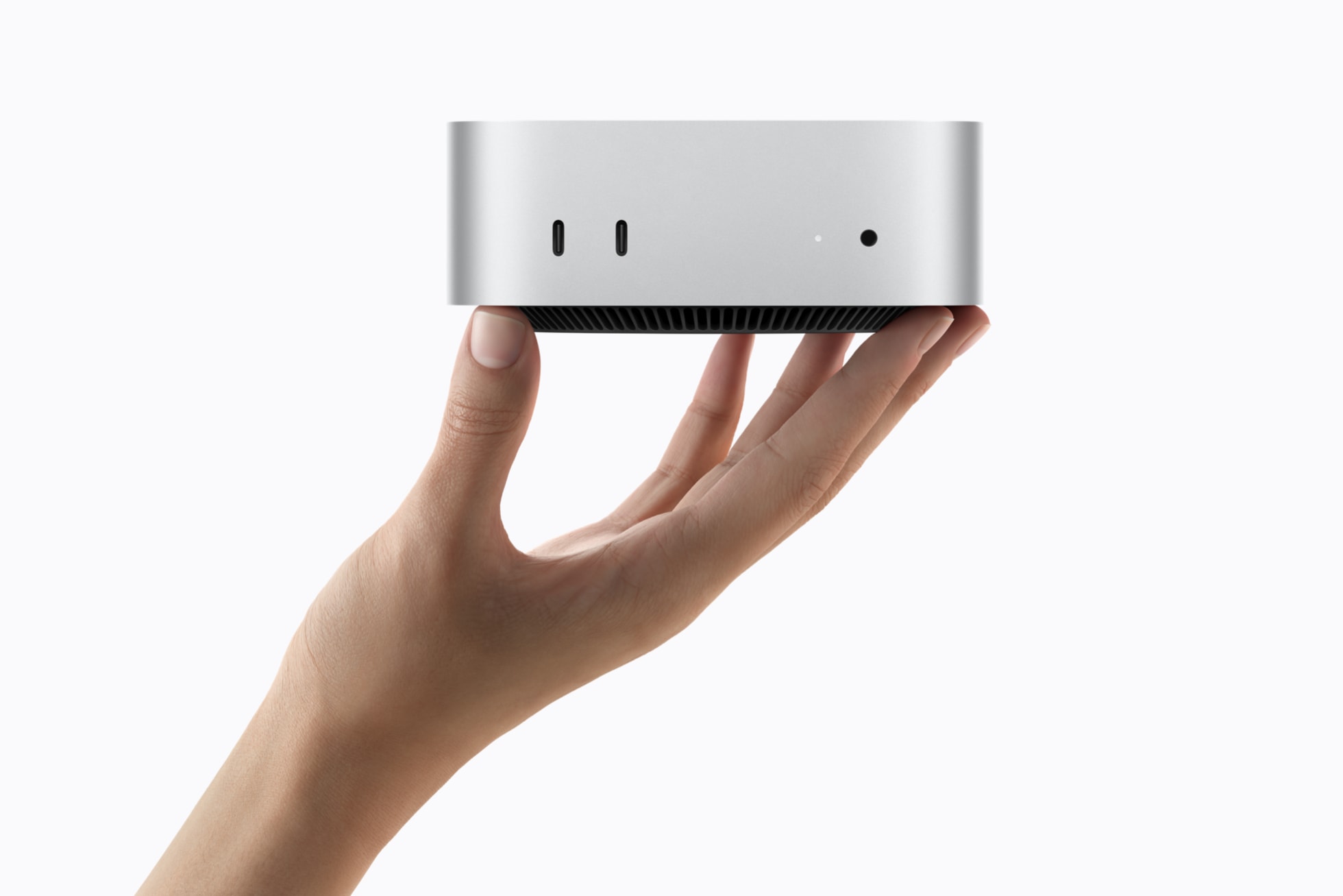 Official Apple image of the new Mac mini desktop computer.