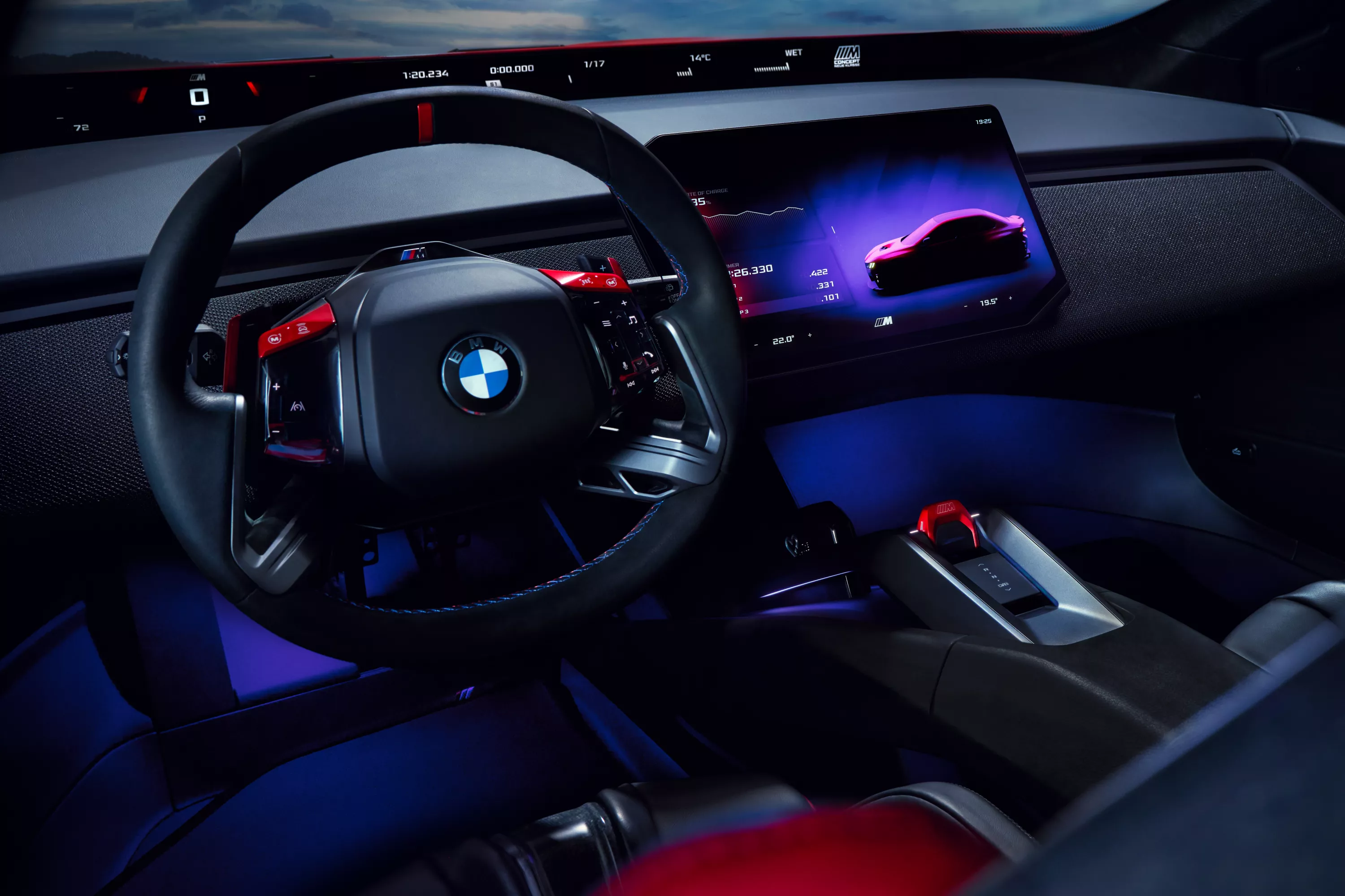 Official BMW M Concept Neue Klasse image showing the electric performance concept from the front three-quarter angle.