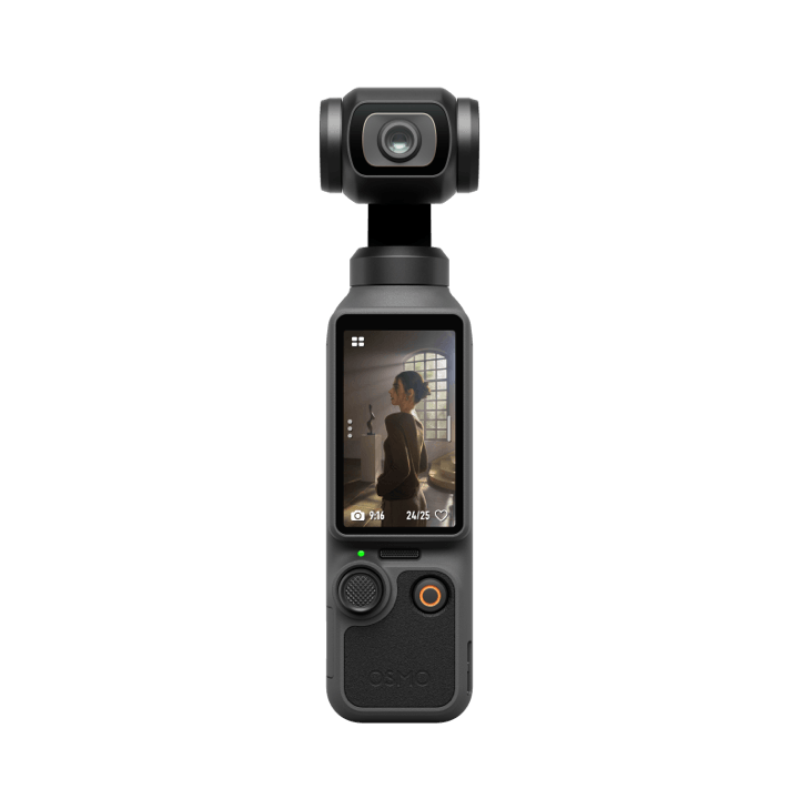 DJI Osmo Pocket 4P pocket gimbal camera on a black background.
