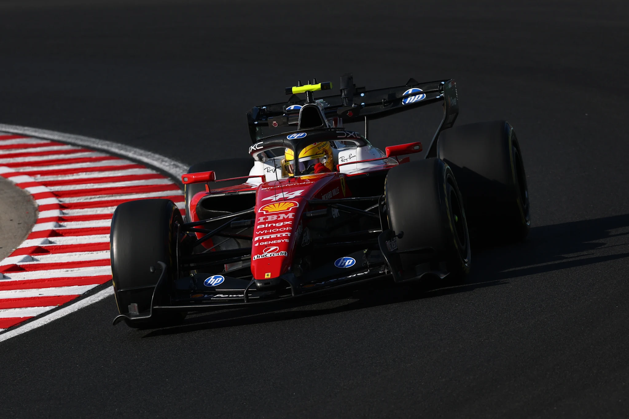 Lewis Hamilton driving the Ferrari during Hungarian Grand Prix practice at the Hungaroring.