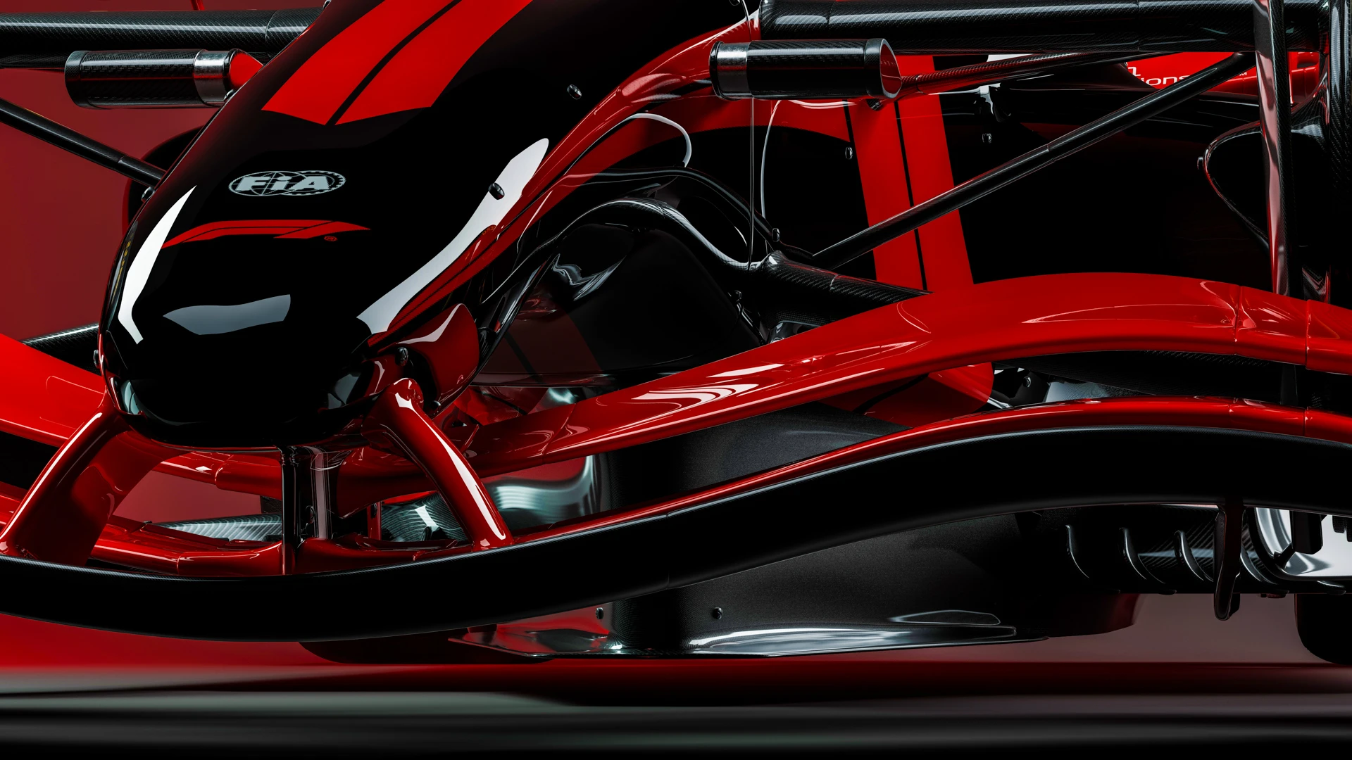 Formula 1 official 2026 active aero concept render showing the new car from above.