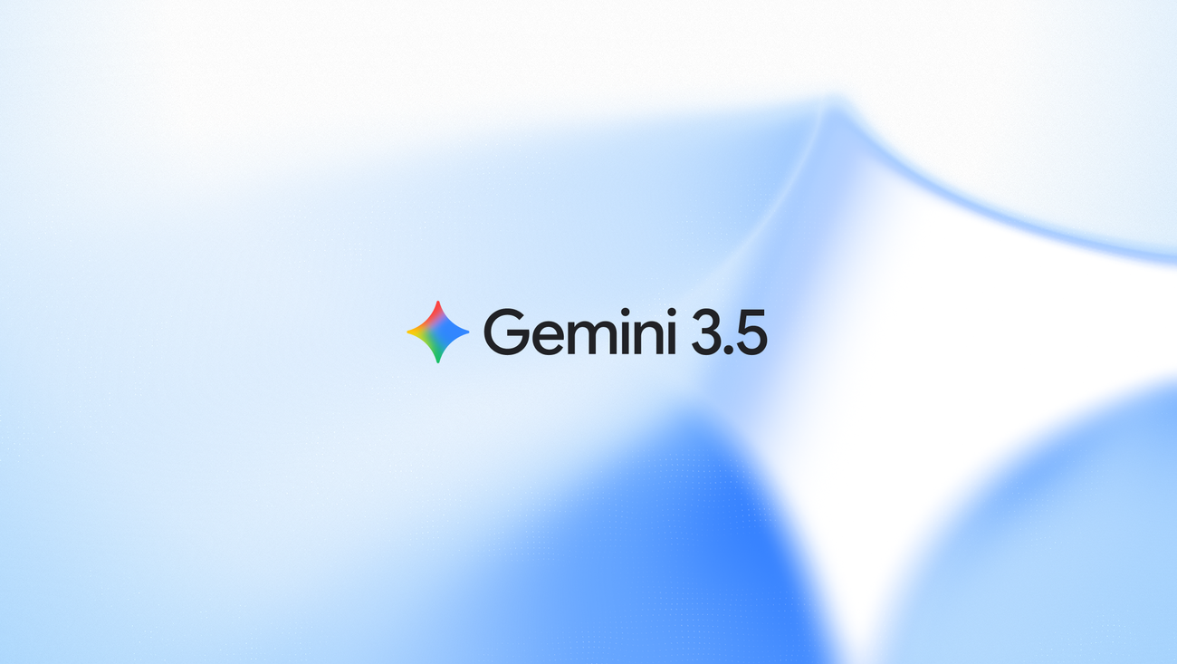 Google's Gemini 3.5 Flash launch artwork with a clean gradient and Gemini branding.
