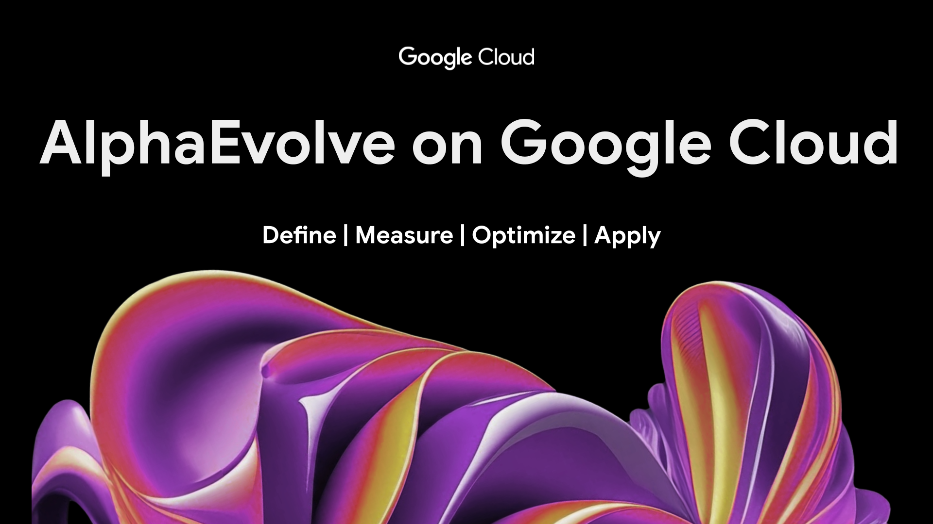 Official Google Cloud AlphaEvolve graphic showing an abstract optimization interface.