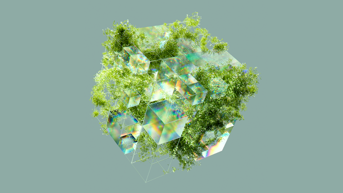 Official Google DeepMind artwork for the AI for the Planet APAC accelerator, showing a green landscape merged with a digital grid.
