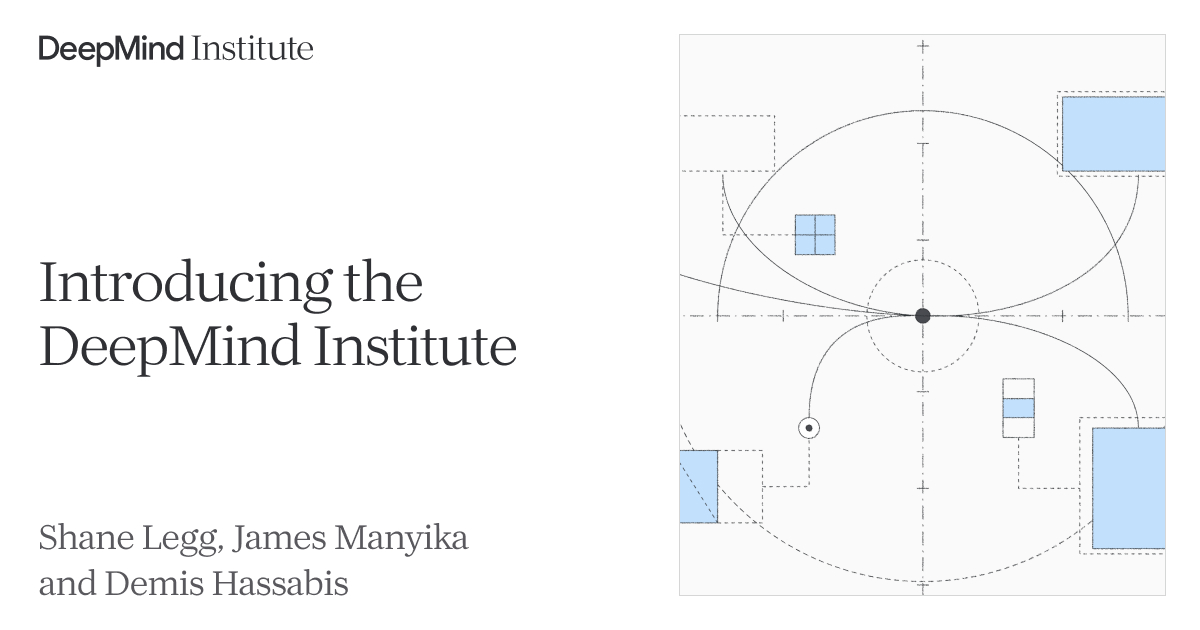 Official DeepMind Institute artwork with a bright yellow circular form on a dark blue background.