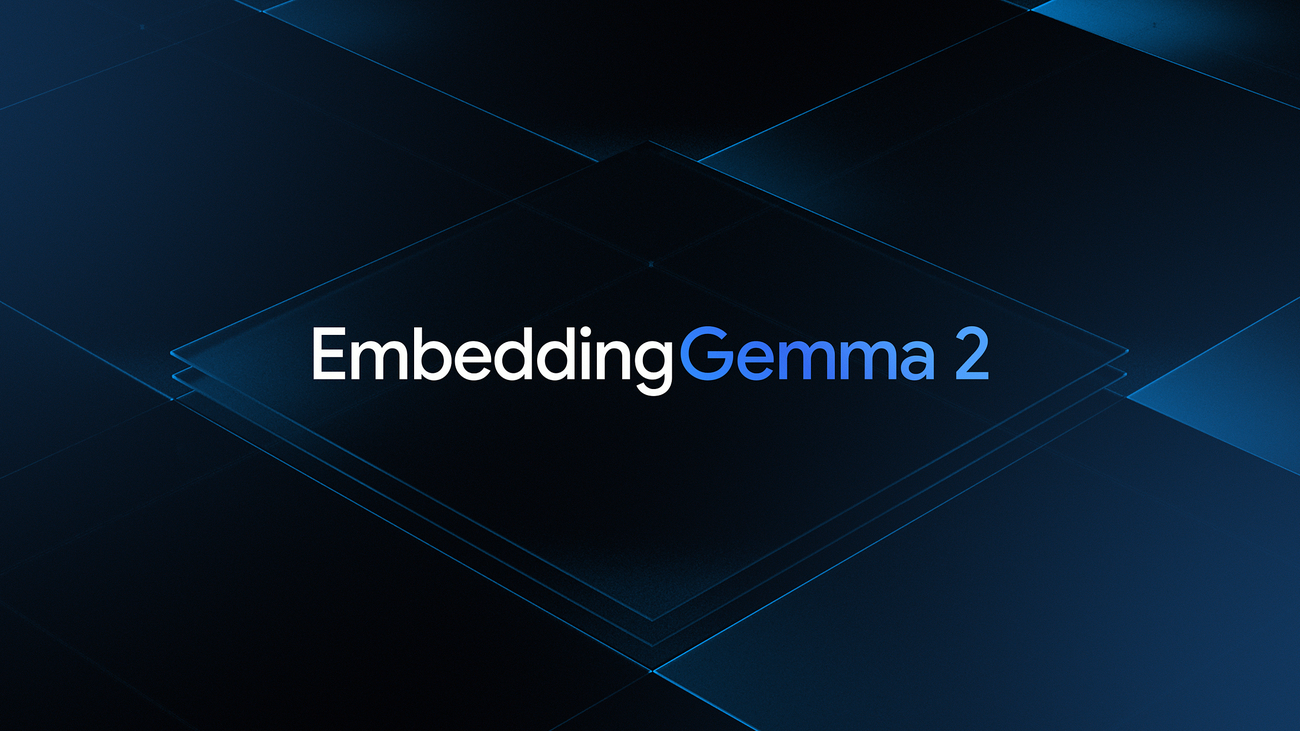 Official Google artwork for EmbeddingGemma 2, its lightweight multimodal embedding model.