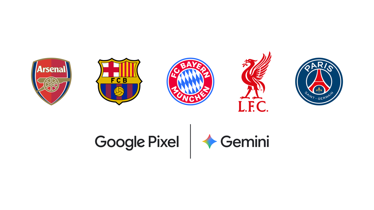 Official Google image for the Gemini and Pixel football club partnerships.