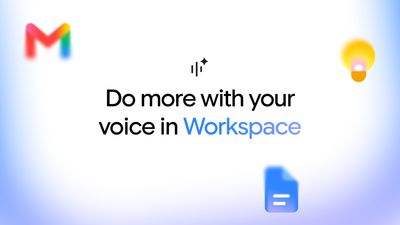 Google’s official artwork announcing voice features in Gmail, Docs and Keep.