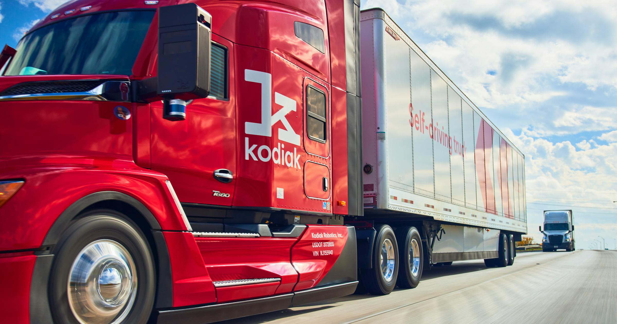 Official Kodiak AI image showing a Kodiak autonomous truck driving on a highway.