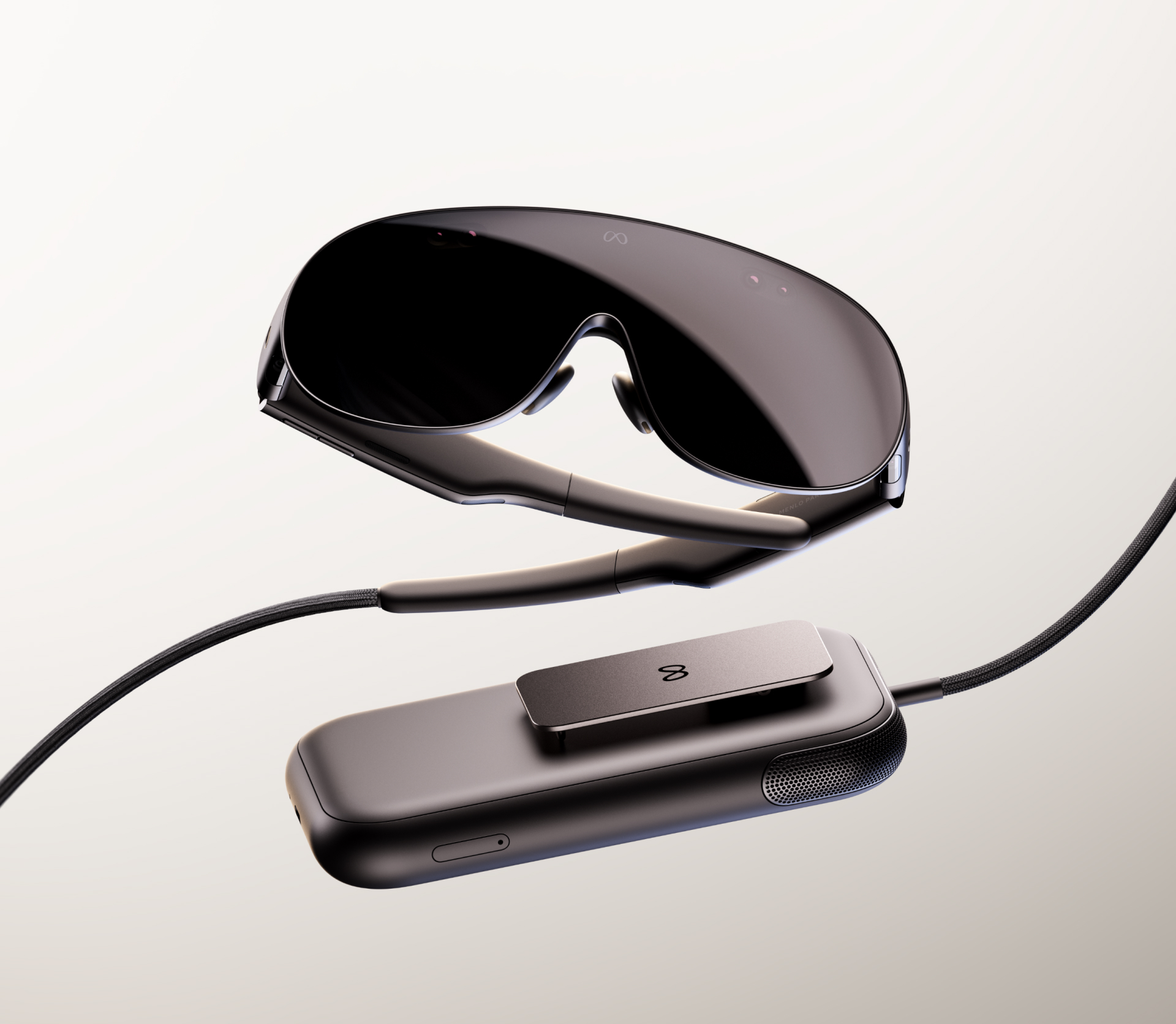 Close-up official image of Meta VR Glasses with their compact glasses-style frame.