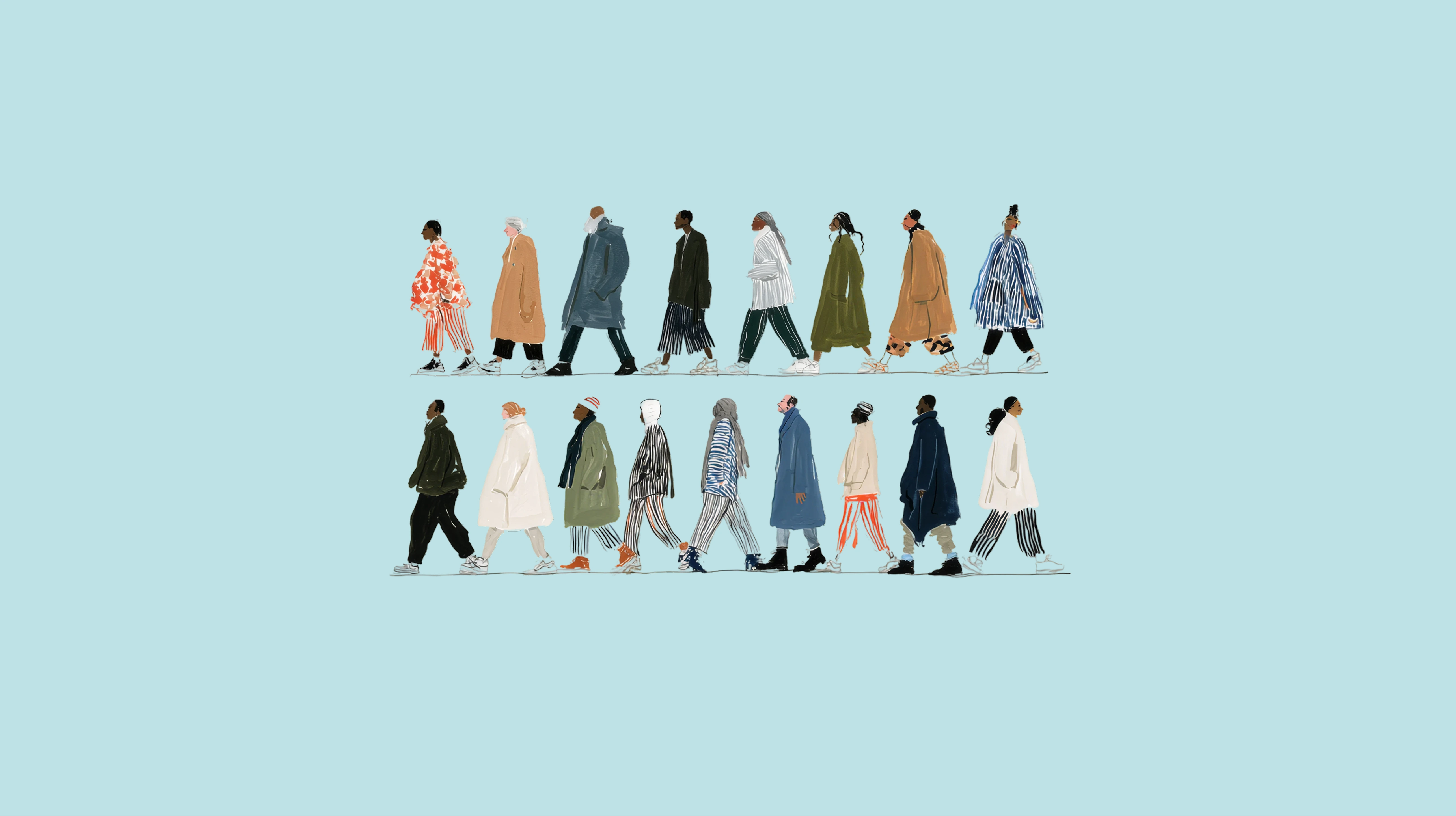 Official Microsoft AI illustration showing a group of people on a light blue background.