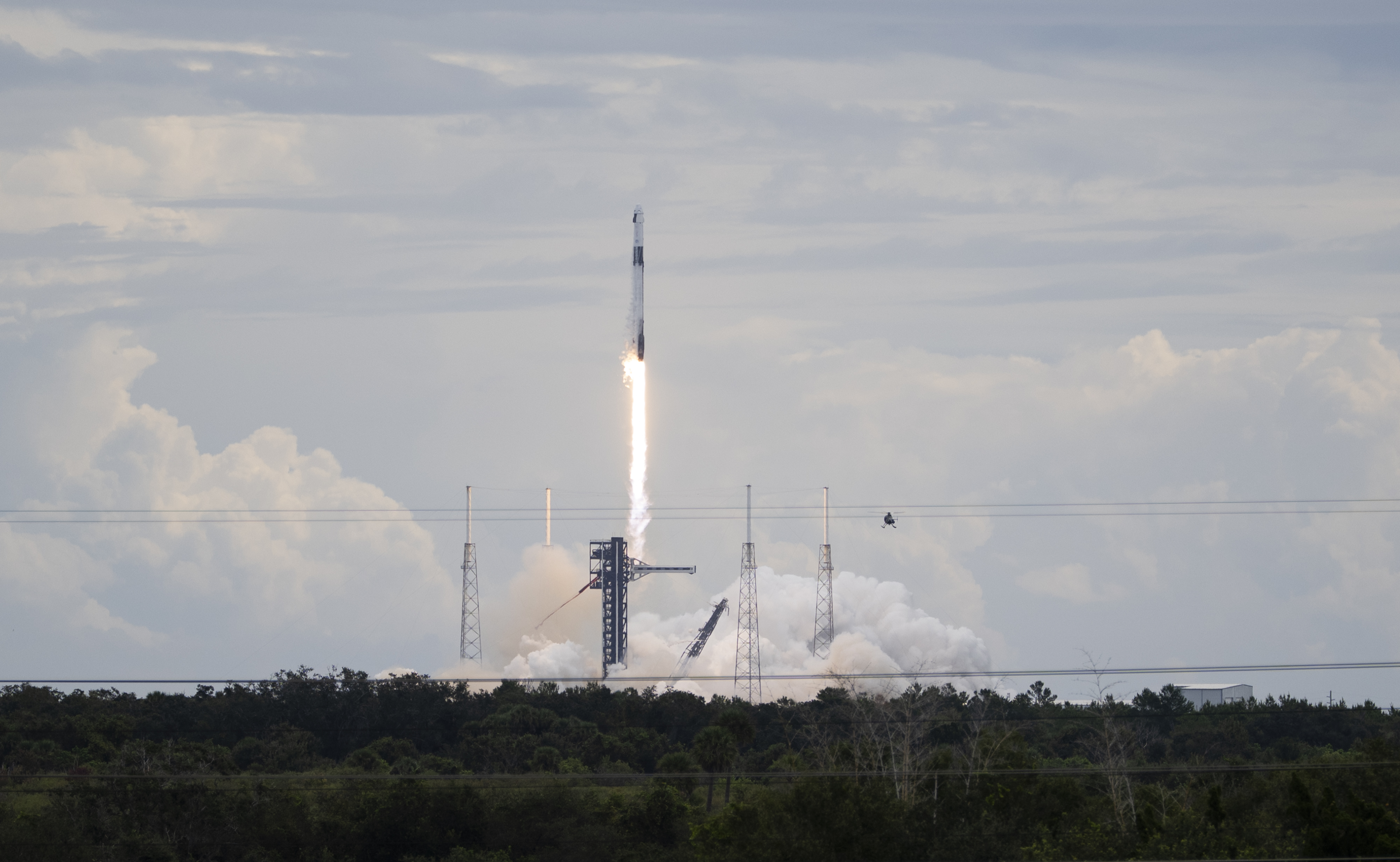 A SpaceX Falcon 9 launches NASA's Crew-13 mission toward the International Space Station.