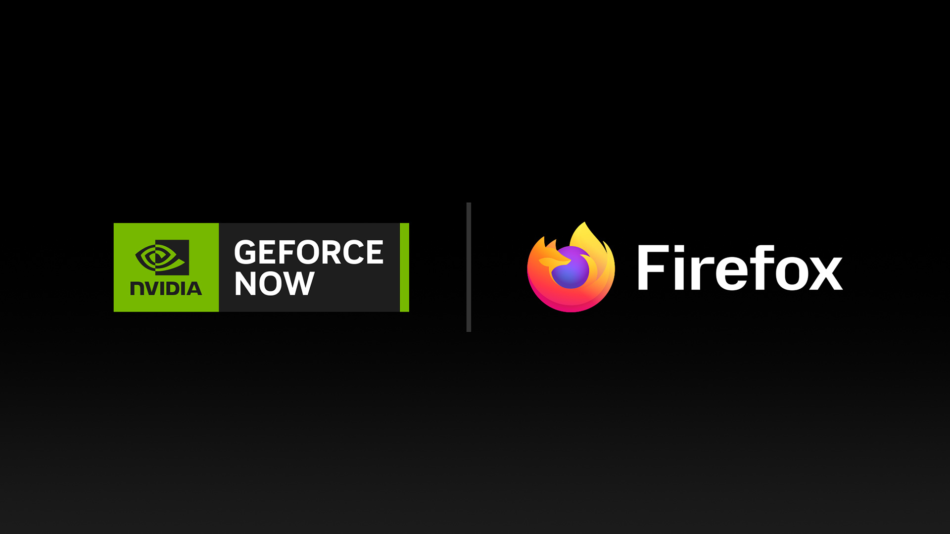 NVIDIA promotional artwork showing GeForce NOW running in Mozilla Firefox.