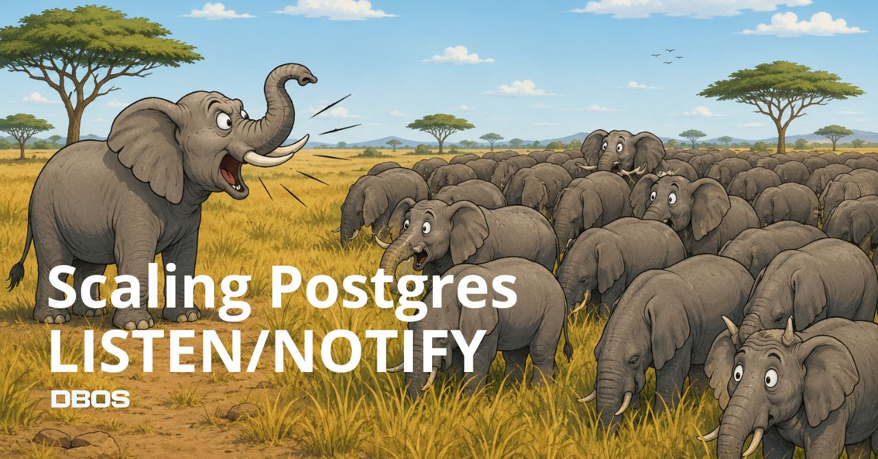 DBOS benchmark hero graphic for scaling Postgres LISTEN and NOTIFY.