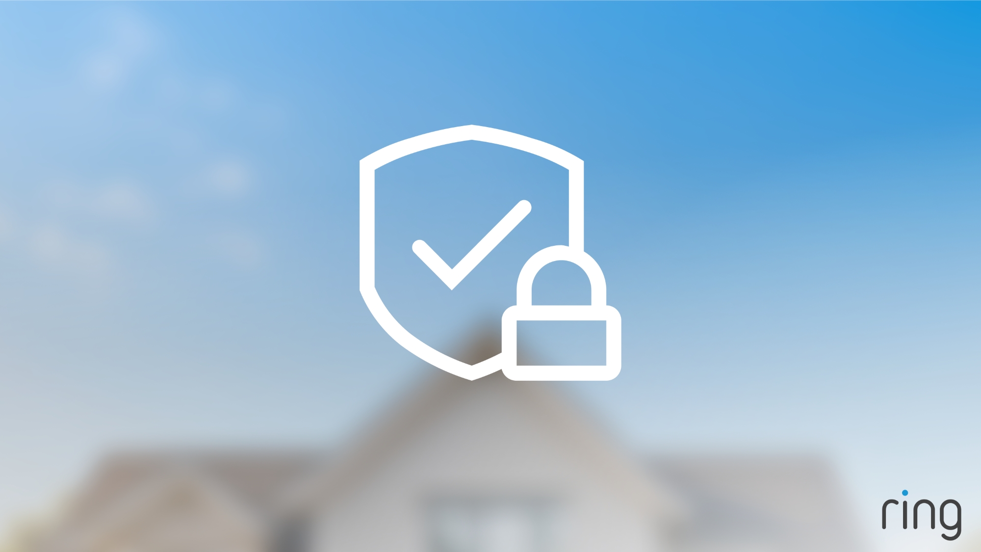 Official Ring TAKE graphic showing a shield and padlock in front of a home.