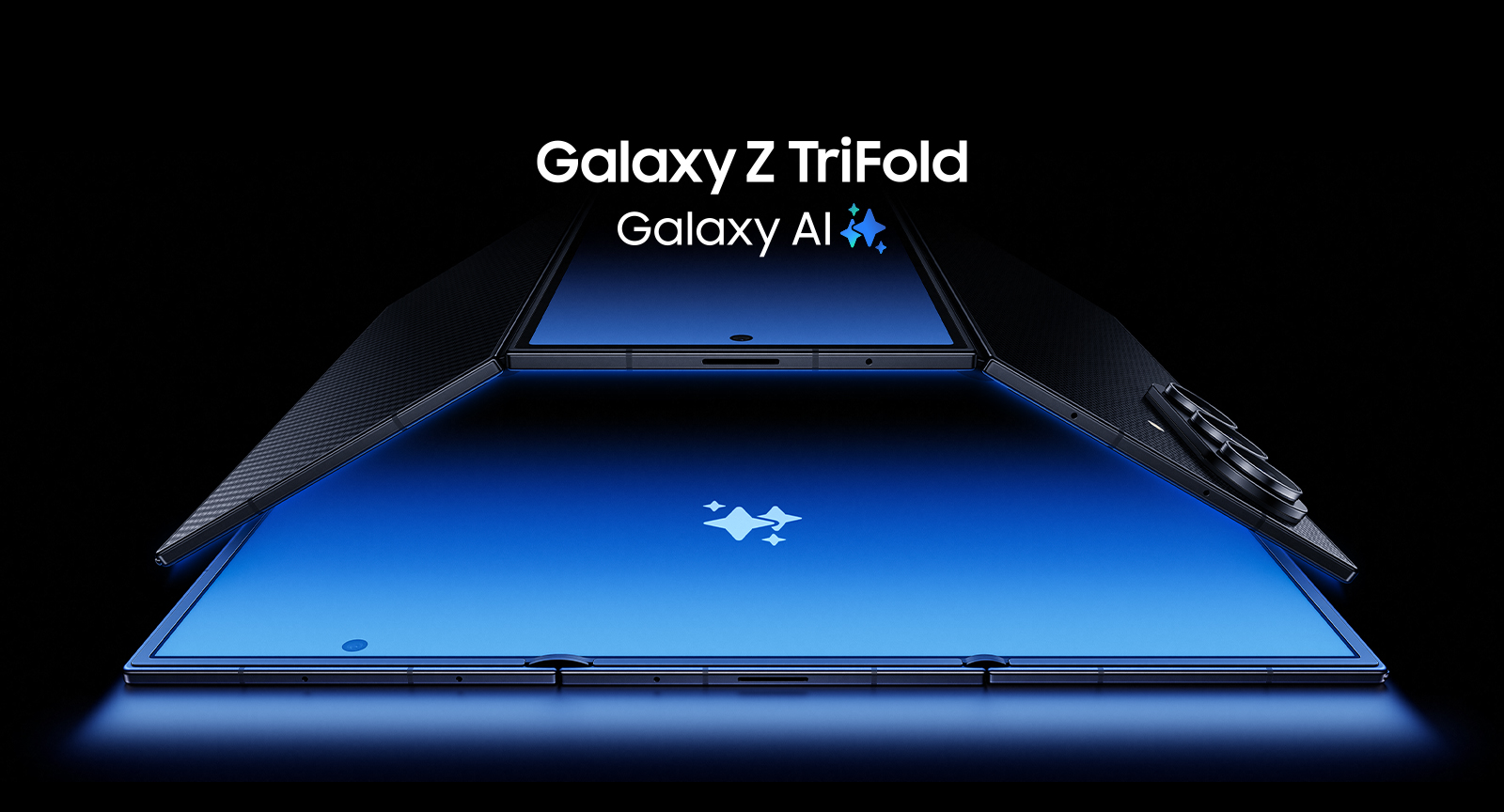 Samsung Galaxy Z TriFold opened to show its large foldable display.