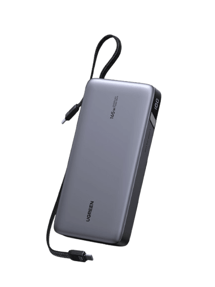 UGREEN Nexode 25,000mAh 165W power bank with built-in USB-C cables.